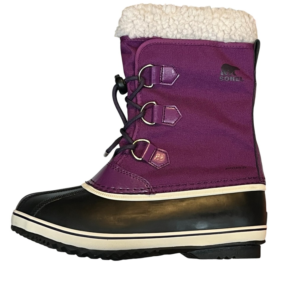 New Sorel Kids Yoot Pac Nylon Waterproof Snow Boots Grape Black Purple